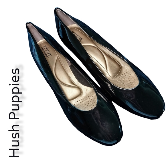 Hush Puppies Soft Flex black patent leather shoes, size 11EW - Picture 1 of 6